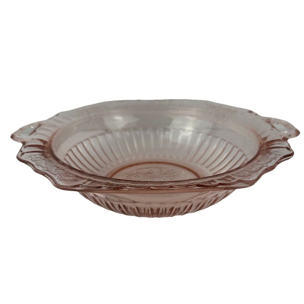 Vintage Mayfair “Open Rose” Pink Glass Vegetable Bowl Hocking Glass Co. 1931 USA